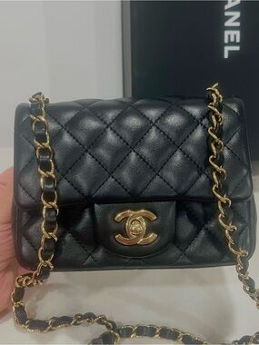 Chanel Classic Square Mini Rectangular Flap Black GHW